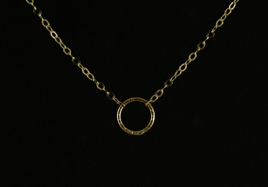 Gold Tiny Eclipse Necklace on 18