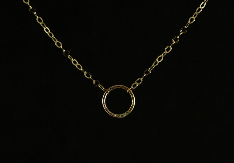 Gold Tiny Eclipse Necklace on 16