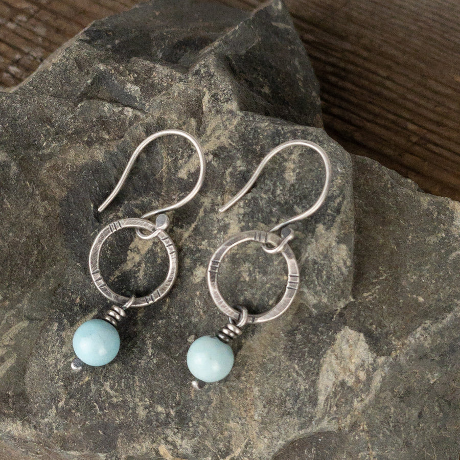 Light Turquoise Circle and Bead Small Earrings