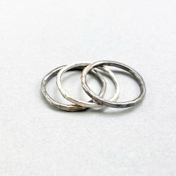 Stacking Silver and Steel Rings - Set of 3