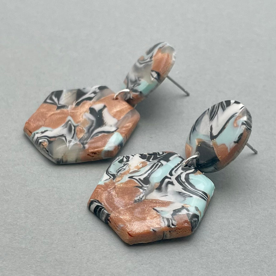Clay and Resin Dangles - Zebra Marble