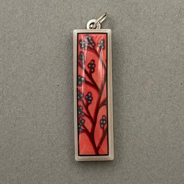 Pendant - Rectangle - Berries on Red