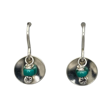 Earrings - Cupped Disk with Turquoise