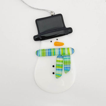 Snowman with Aqua Scarf Ornament
