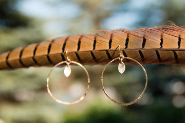 Gold Hoops with Leaf