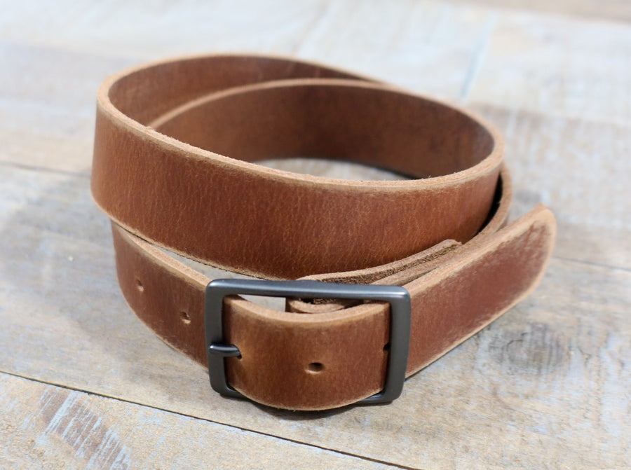 Distressed Brown Leather Belt