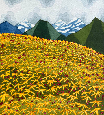 Meadow - Yellow & Red - Watercolor